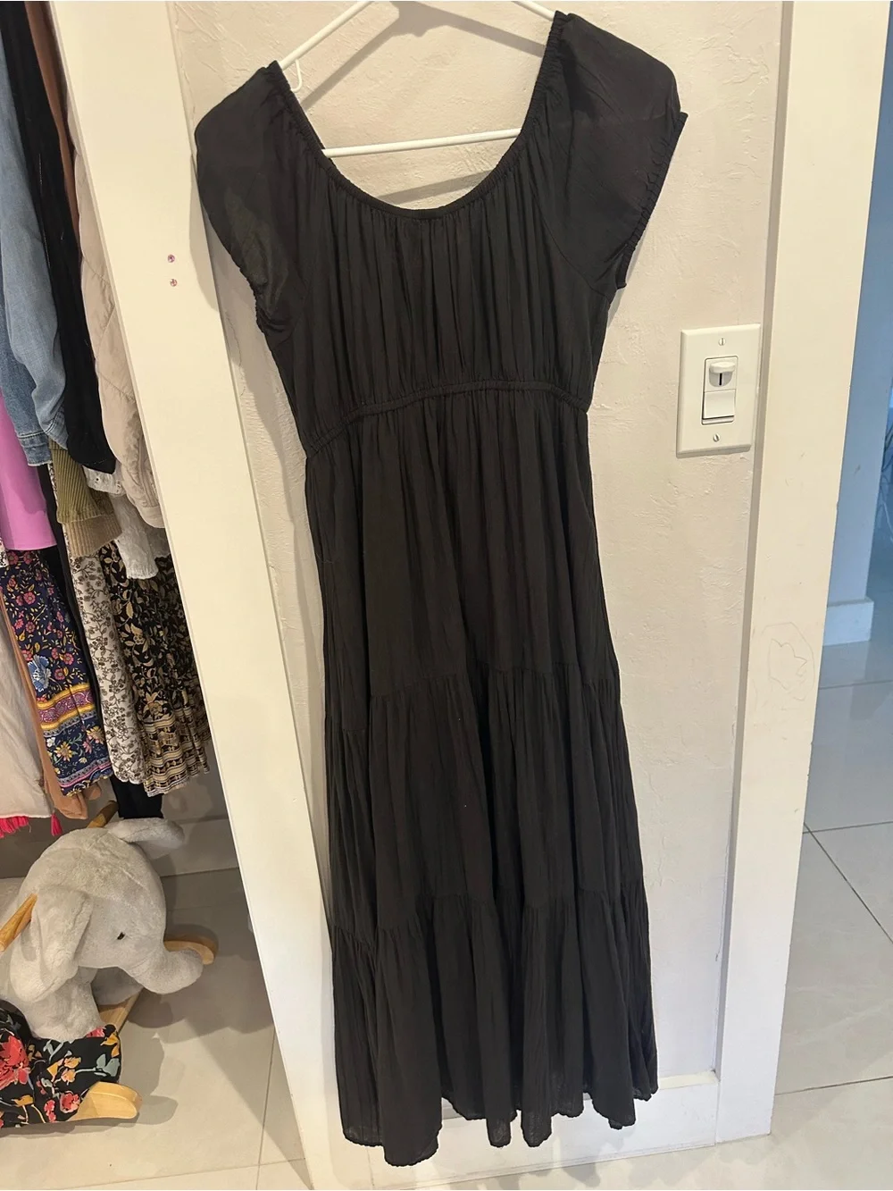 Lucky Brand Black Button-Front Tiered Maxi Dress - Picture 3 of 3